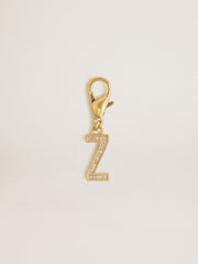 Golden Goose Letter Z charm in gold-colored brass with crystals