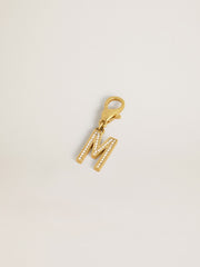 Golden Goose Letter M charm in gold-colored brass with crystals