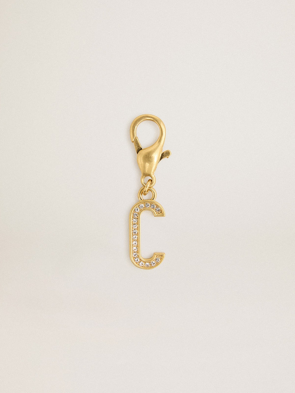 Golden Goose Letter C charm in gold-colored brass with crystals