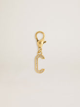 Golden Goose Letter C charm in gold-colored brass with crystals