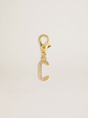 Golden Goose Letter C charm in gold-colored brass with crystals