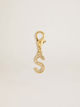 Golden Goose Letter S charm in gold-colored brass with crystals