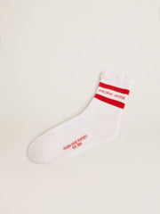 Golden Goose White socks with distressed details and red stripes