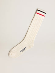 Golden Goose Long ribbed socks in vintage white with two-tone stripes