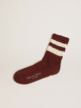 Golden Goose Purple socks with distressed details and worn-white stripes