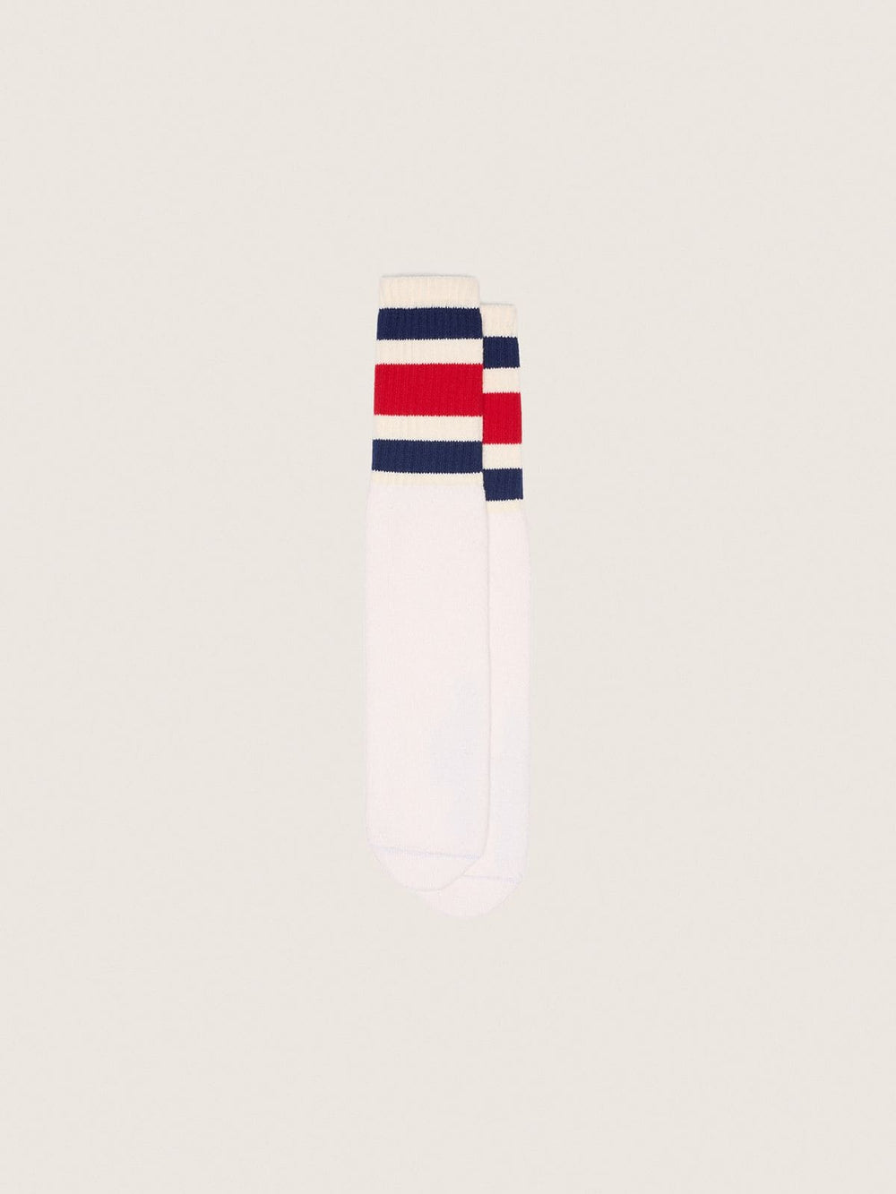 Golden Goose Worn-white socks with blue and red stripes