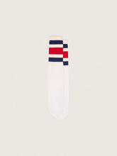 Golden Goose Worn-white socks with blue and red stripes