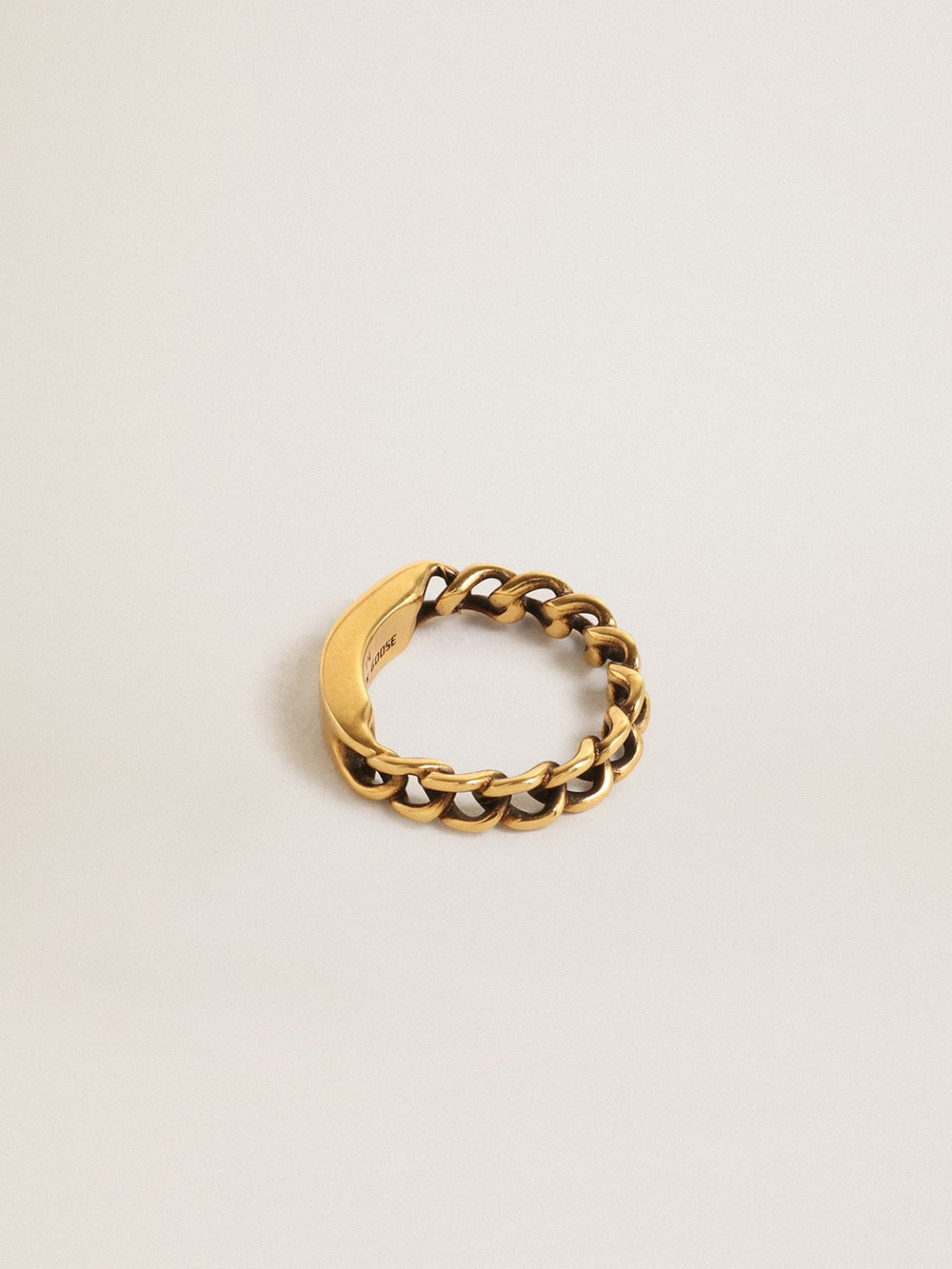 Golden Goose Ring in antique gold color with regular links
