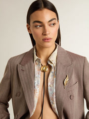 Golden Goose Jewelmates bolo tie necklace in black leather with antique gold metal detail