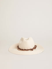 Golden Goose Parchment-colored fedora hat with leather band