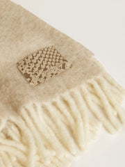 Golden Goose CNY scarf in beige alpaca wool with fringe