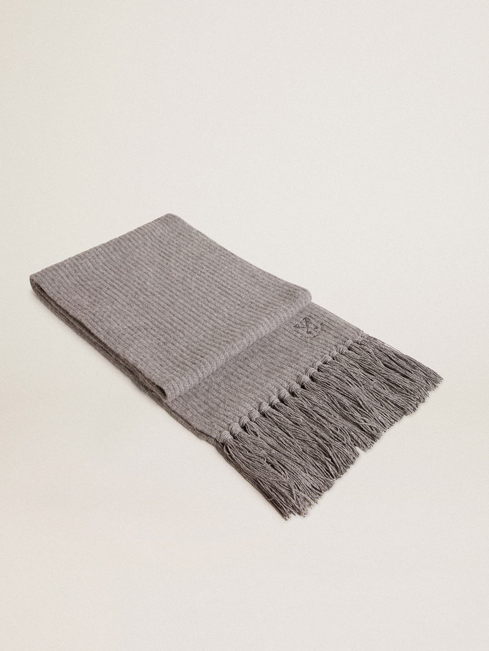 Golden Goose Gray ribbed wool scarf