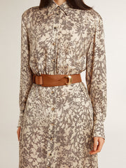Golden Goose Brown leather belt with semi-circular gold buckle