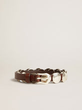 Golden Goose Trinidad thin belt in dark brown leather with silver studs