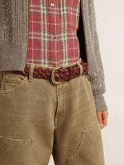 Golden Goose Women’s burgundy woven leather belt