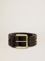 Golden Goose Women’s black belt in washed leather with gold studs