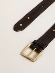 Golden Goose Women’s black belt in washed leather with gold studs