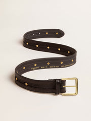 Golden Goose Women’s black belt in washed leather with gold studs