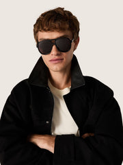 Golden Goose Aviator style sunglasses with black frame and lenses