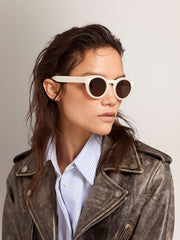Golden Goose Sunglasses Panthos model with white frame and gold studs