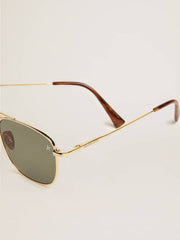 Golden Goose Aviator sunglasses with gold frame and green lenses