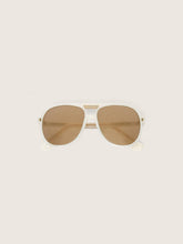 Golden Goose Charlie aviator sunglasses with pearl white frame and gold lenses