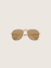 Golden Goose Charlie aviator sunglasses with pearl white frame and gold lenses