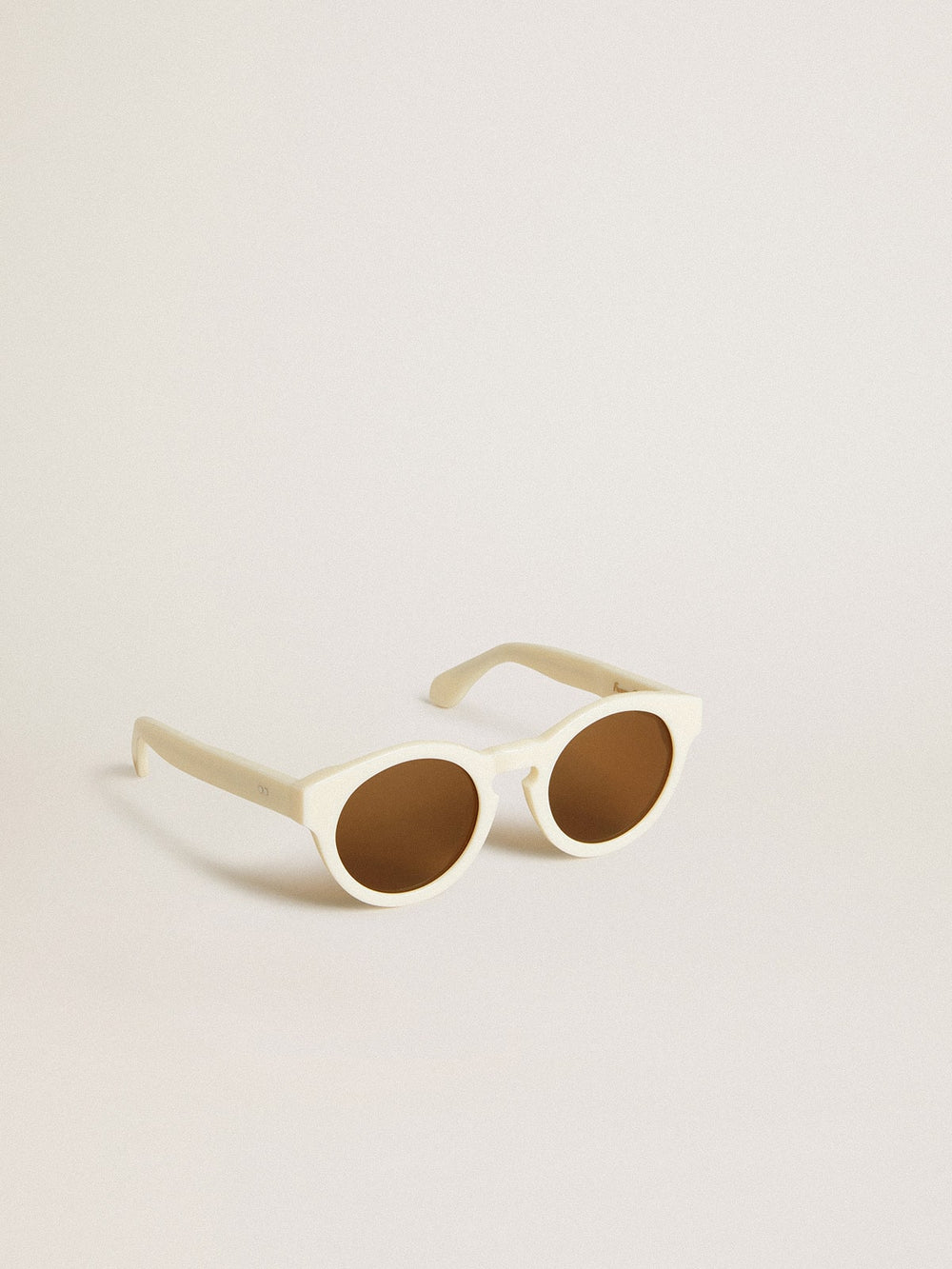 Golden Goose Square-style Panthos sunglasses with beige frame and gold details