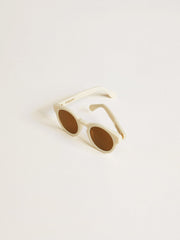 Golden Goose Square-style Panthos sunglasses with beige frame and gold details