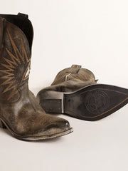 Golden Goose Women’s low Wish Star boots in black leather with silver star