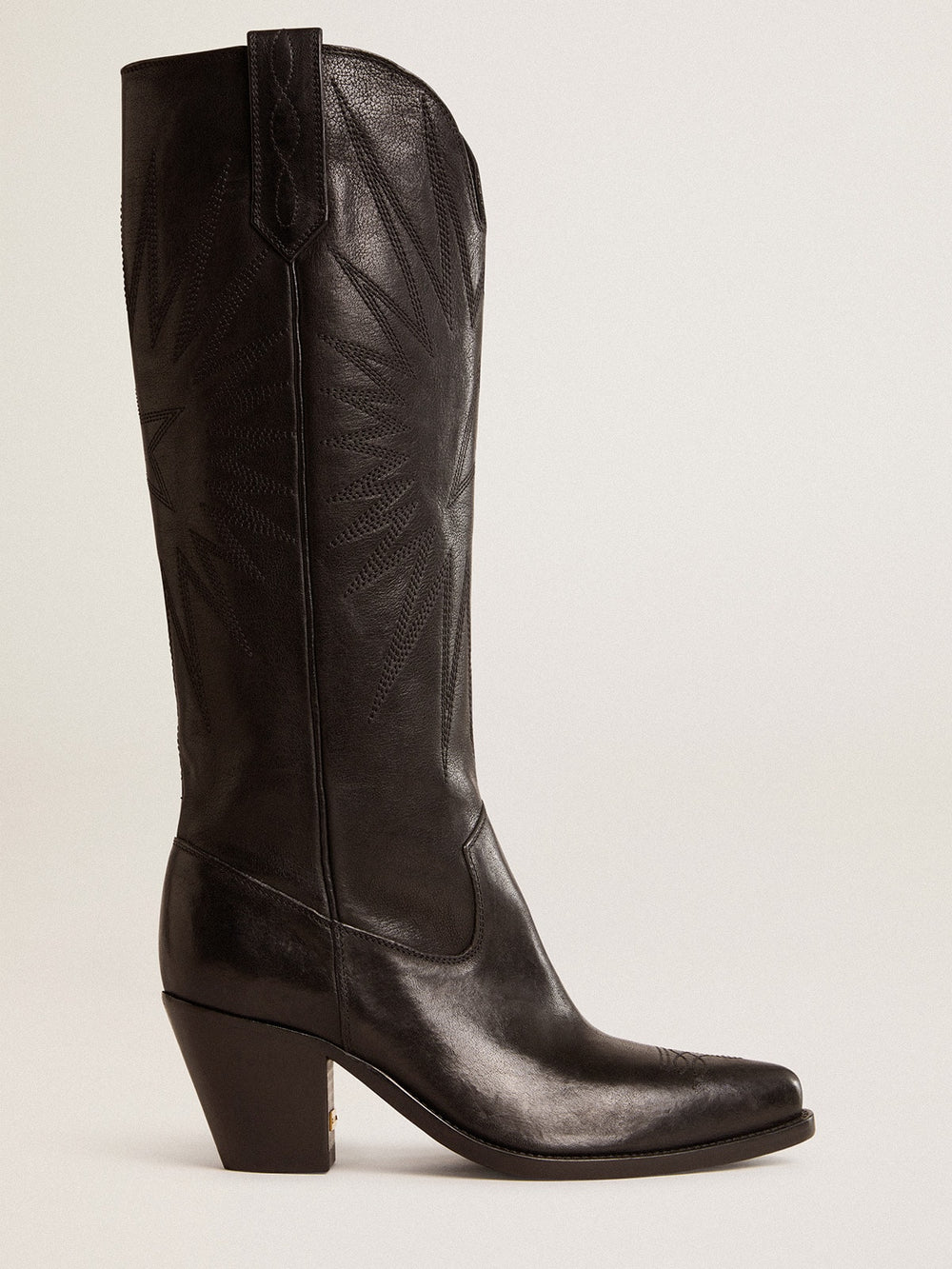 Golden Goose Women's Wish Star boots in black leather with star embroidery