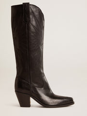 Golden Goose Women's Wish Star boots in black leather with star embroidery