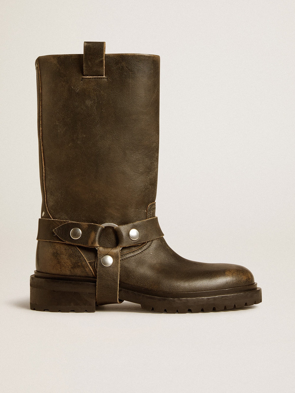 Golden Goose Kurt boots in black leather with silver buckle