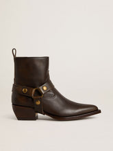 Golden Goose Low Debbie boots in dark brown leather with removable buckle