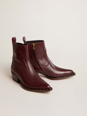 Golden Goose Womens's low Debbie boots in burgundy leather