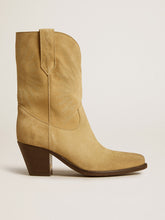 Golden Goose Wish Star low boots in sand-colored waxed suede with star embroidery