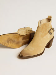 Golden Goose Patty ankle boots in sand-colored waxed suede
