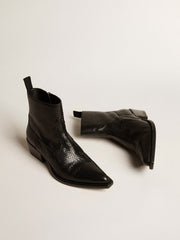 Golden Goose Low Debbie boots in black snake-print leather