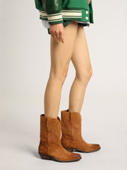 Golden Goose Women's low boots in tobacco-colored suede with inlay star
