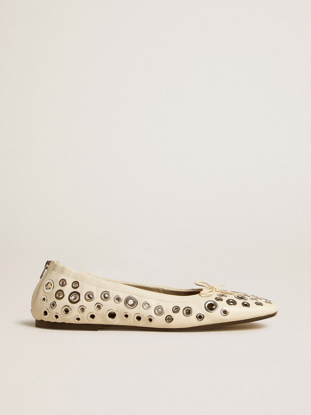 Golden Goose Amy ballet flats in white nappa leather with silver colored studs