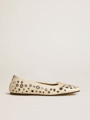 Golden Goose Amy ballet flats in white nappa leather with silver colored studs