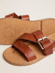 Golden Goose Margaret flat sandals in resin-coated leather