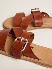 Golden Goose Margaret flat sandals in resin-coated leather