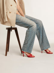 Golden Goose Nico high heel sandals in red nappa leather with gold chain