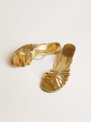 Golden Goose Nico kitten heel sandals in metallic gold leather