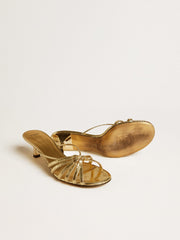 Golden Goose Nico kitten heel sandals in metallic gold leather