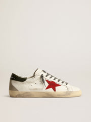 Golden Goose Men's Super-Star with red suede star and green leather heel tab