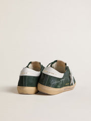 Golden Goose Men's Super-Star in green suede with silver metallic leather star and leather heel tab