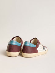 Golden Goose Men’s Super-Star in crackle leather with brown star and teal heel tab