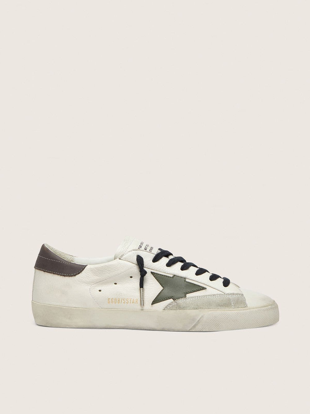 Golden Goose Men's Super-Star in nappa with green leather star and gray leather heel tab